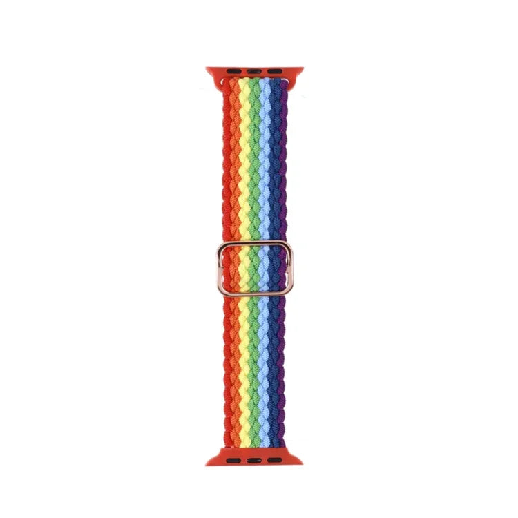 Adjustable Striped Woven Nylon Strap Watchband For Apple Watch Series, 7 41mm / 6&SE&5&4 40mm / 3&2&1 38mm, 7 45mm / 6&SE&5&4 44mm / 3&2&1 42mm