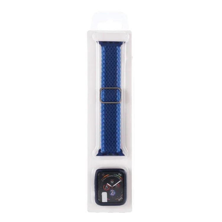 Bracelet de montre en nylon tissé rayé réglable + Étui pour Apple Watch Series, 7 41mm/6&SE&5&4 40mm/3&2&1 38mm, 7 45mm/6&SE&5&4 44mm/3&2&1 42mm