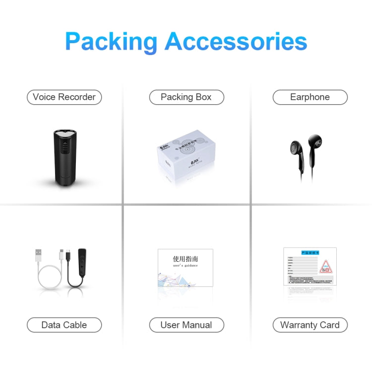 Enregistreur intelligent à réduction de bruit HD Q51 avec télécommande vocale, 4 Go, 8 Go, 16 Go