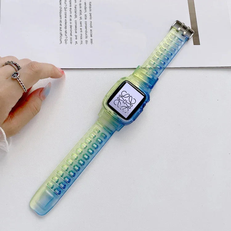 Bracelet de montre en TPU transparent à dégradé de gelée pour Apple Watch Series, 7 41mm / 6&SE&5&4 40mm / 3&2&1 38mm, 7 45mm / 6&SE&5&4 44mm / 3&2&1 42mm