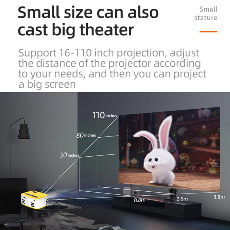 Projecteur numérique HD LED portable T20 320x240 400 lumens pour home cinéma, version même écran, prise US, version même écran, prise EU, version même écran, prise UK, version même écran, prise AU, version même écran