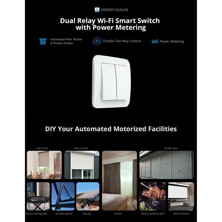 Module interrupteur intelligent WiFi à double commande Sonoff DUALR3, DUALR3