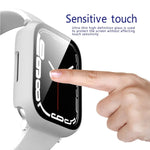 Coque PC 2 en 1 + protecteur en verre trempé, pour Apple Watch Series 9 / 8 / 7 41mm, pour Apple Watch Series 8 / 7 45mm