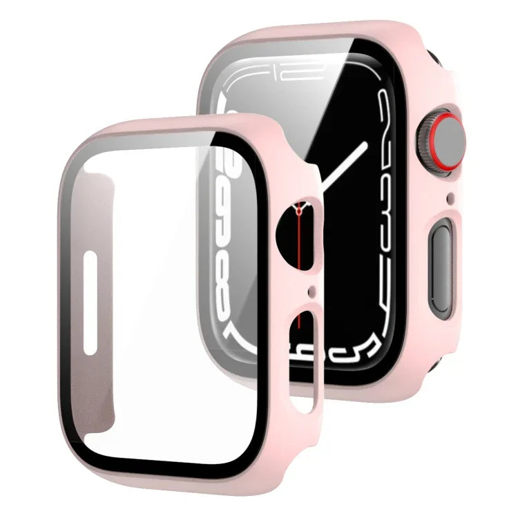 Coque PC 2 en 1 + protecteur en verre trempé, pour Apple Watch Series 9 / 8 / 7 41mm, pour Apple Watch Series 8 / 7 45mm