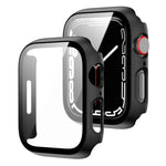 Coque PC 2 en 1 + protecteur en verre trempé, pour Apple Watch Series 9 / 8 / 7 41mm, pour Apple Watch Series 8 / 7 45mm