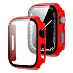 Coque PC 2 en 1 + protecteur en verre trempé, pour Apple Watch Series 9 / 8 / 7 41mm, pour Apple Watch Series 8 / 7 45mm