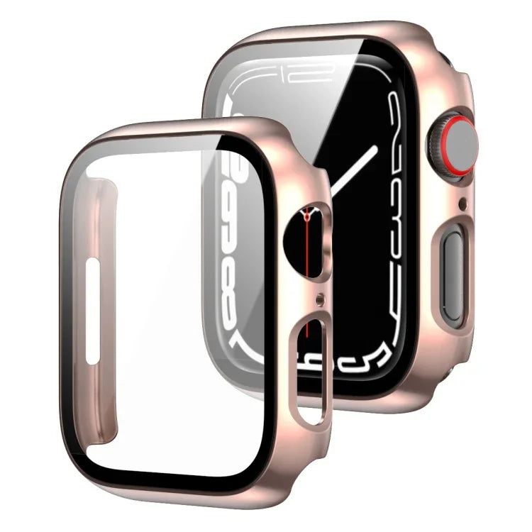 Coque PC 2 en 1 + protecteur en verre trempé, pour Apple Watch Series 9 / 8 / 7 41mm, pour Apple Watch Series 8 / 7 45mm