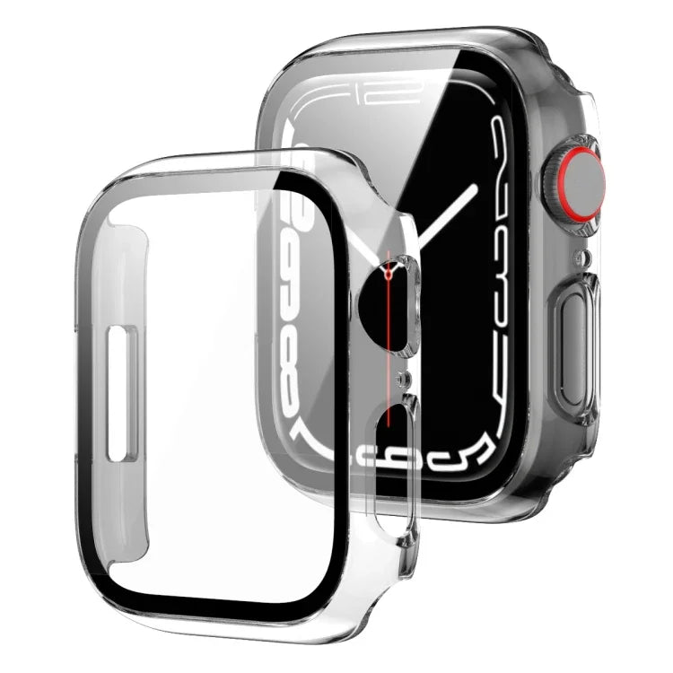 Coque PC 2 en 1 + protecteur en verre trempé, pour Apple Watch Series 9 / 8 / 7 41mm, pour Apple Watch Series 8 / 7 45mm