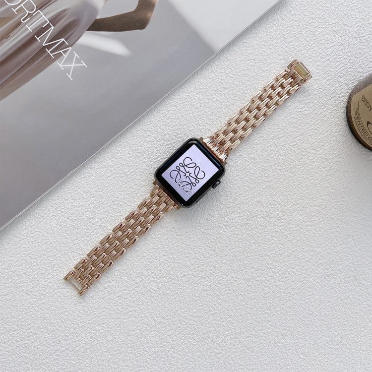 Bracelet de montre en acier inoxydable à cinq rayures Baht pour Apple Watch Series, 7 41mm / 6&SE&5&4 40mm / 3&2&1 38mm, 7 45mm / 6&SE&5&4 44mm / 3&2&1 42mm