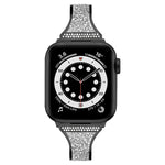 Bracelet de montre en cuir incrusté de diamants pour Apple Watch Series, 7 41mm / 6&SE&5&4 40mm / 3&2&1 38mm, 7 45mm / 6&SE&5&4 44mm / 3&2&1 42mm