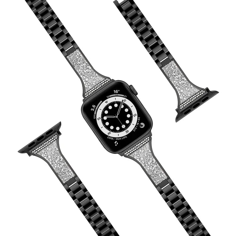 Bracelet de montre en cuir incrusté de diamants pour Apple Watch Series, 7 41mm / 6&SE&5&4 40mm / 3&2&1 38mm, 7 45mm / 6&SE&5&4 44mm / 3&2&1 42mm