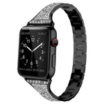Bracelet de montre en cuir incrusté de diamants pour Apple Watch Series, 7 41mm / 6&SE&5&4 40mm / 3&2&1 38mm, 7 45mm / 6&SE&5&4 44mm / 3&2&1 42mm