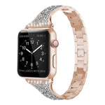 Bracelet de montre en cuir incrusté de diamants pour Apple Watch Series, 7 41mm / 6&SE&5&4 40mm / 3&2&1 38mm, 7 45mm / 6&SE&5&4 44mm / 3&2&1 42mm
