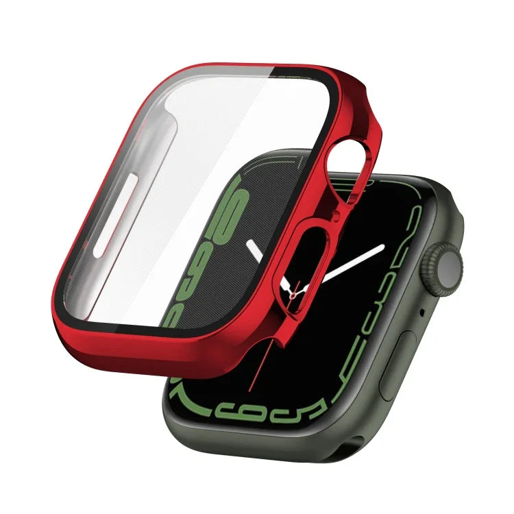 Coque de protection antichoc en PC avec placage électrolytique et film de verre trempé, pour Apple Watch Series 9 / 8 / 7 41mm, pour Apple Watch Series 9 / 8 / 7 45mm