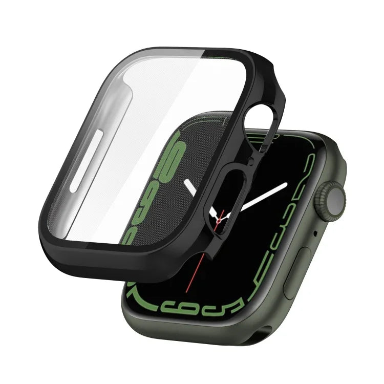Coque de protection antichoc en PC avec placage électrolytique et film de verre trempé, pour Apple Watch Series 9 / 8 / 7 41mm, pour Apple Watch Series 9 / 8 / 7 45mm
