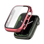 Coque de protection antichoc en PC avec placage électrolytique et film de verre trempé, pour Apple Watch Series 9 / 8 / 7 41mm, pour Apple Watch Series 9 / 8 / 7 45mm