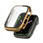 Coque de protection antichoc en PC avec placage électrolytique et film de verre trempé, pour Apple Watch Series 9 / 8 / 7 41mm, pour Apple Watch Series 9 / 8 / 7 45mm