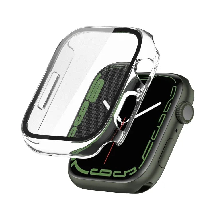 Coque de protection antichoc en PC avec placage électrolytique et film de verre trempé, pour Apple Watch Series 9 / 8 / 7 41mm, pour Apple Watch Series 9 / 8 / 7 45mm