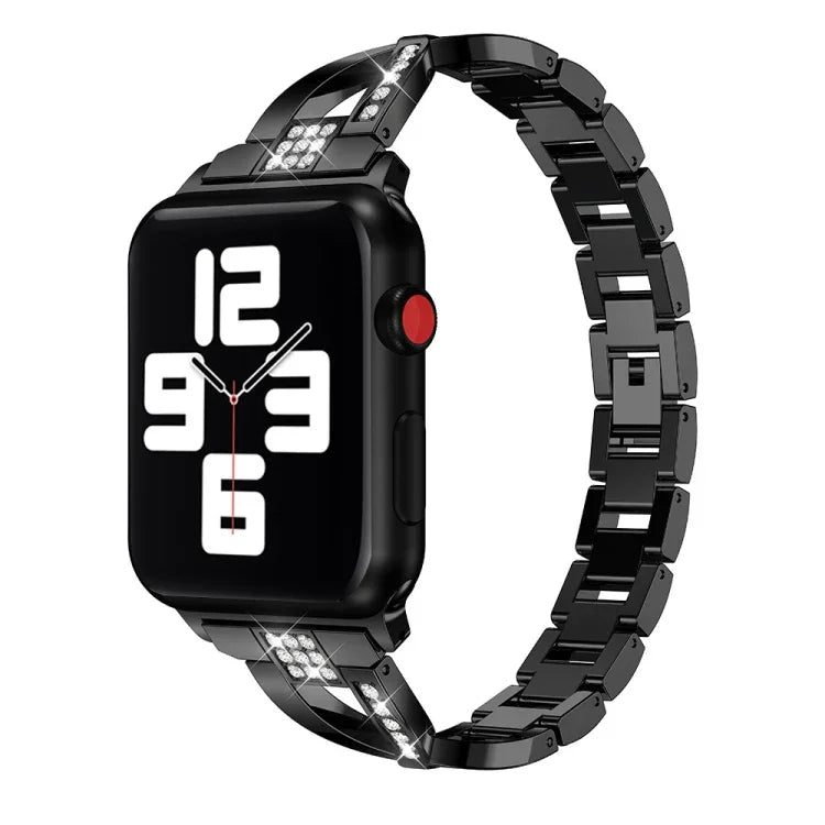 Bracelet de montre en acier inoxydable incrusté de diamants pour Apple Watch Series, 7 41mm / 6&SE&5&4 40mm / 3&2&1 38mm, 7 45mm / 6&SE&5&4 44mm / 3&2&1 42mm