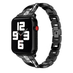 Diamond Encrusted Stainless Steel Strap Watchband For Apple Watch Series, 7 41mm / 6&SE&5&4 40mm / 3&2&1 38mm, 7 45mm / 6&SE&5&4 44mm / 3&2&1 42mm
