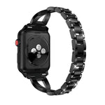 Diamond Encrusted Stainless Steel Strap Watchband For Apple Watch Series, 7 41mm / 6&SE&5&4 40mm / 3&2&1 38mm, 7 45mm / 6&SE&5&4 44mm / 3&2&1 42mm