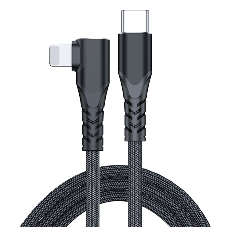 Câble de données de téléphone portable 6A PD 20W USB-C / Type-C vers 8 broches coudé, 1m, 2m