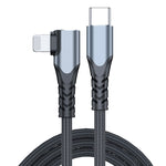 Câble de données de téléphone portable 6A PD 20W USB-C / Type-C vers 8 broches coudé, 1m, 2m