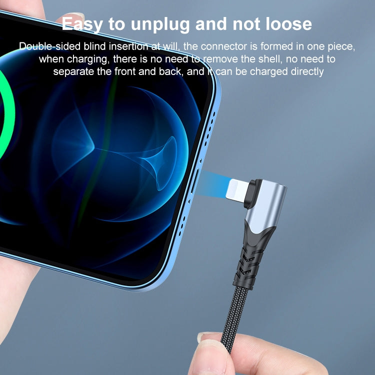 Câble de données de téléphone portable 6A PD 20W USB-C / Type-C vers 8 broches coudé, 1m, 2m