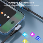 Câble de données de téléphone portable 6A PD 20W USB-C / Type-C vers 8 broches coudé, 1m, 2m
