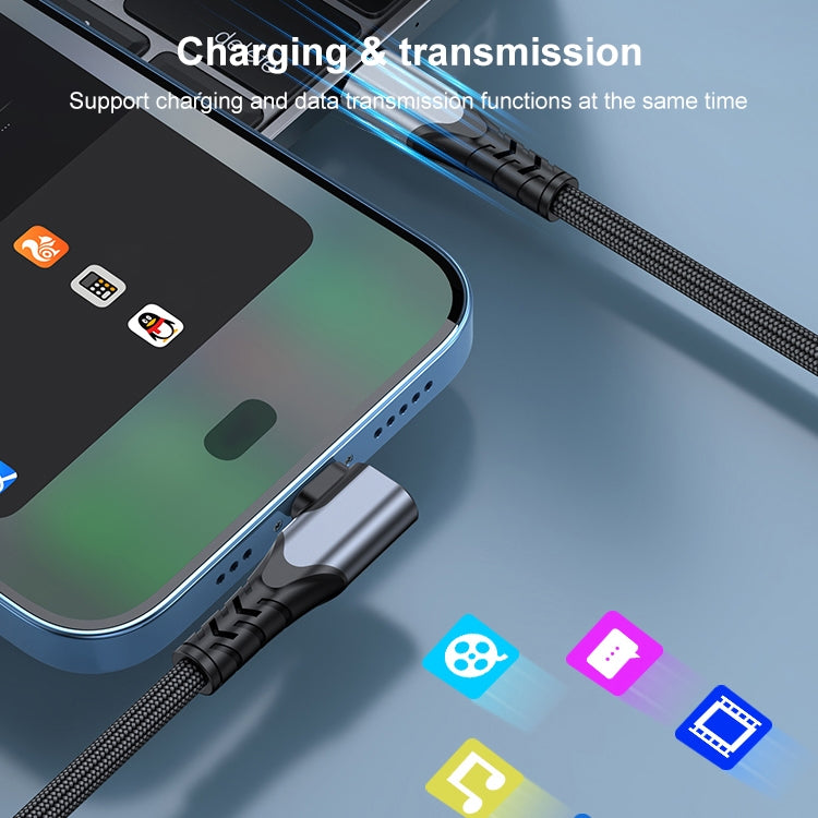 Câble de données de téléphone portable 6A PD 20W USB-C / Type-C vers 8 broches coudé, 1m, 2m