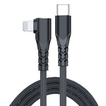 Câble de données de téléphone portable 6A PD 20W USB-C / Type-C vers 8 broches coudé, 1m, 2m