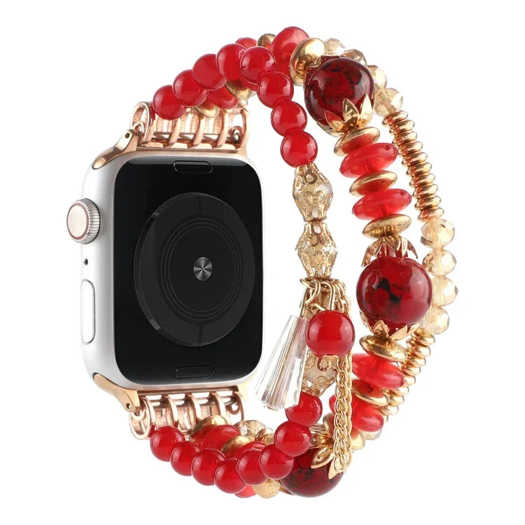 Bracelet de montre perlé pour Apple Watch Series, 7 41 mm / 6&SE&5&4 40 mm / 3&2&1 38 mm, 7 45 mm / 6&SE&5&4 44 mm / 3&2&1 42 mm