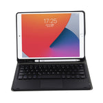 A07B-A Étui en cuir avec clavier Bluetooth à capuchons carrés et texture en peau d'agneau et commande tactile pour iPad, pour iPad 9.7 2018 & 2017 / Pro 9.7 pouces / Air 2, pour iPad Pro 10.5 pouces / 10.2 2021 & 2020 & 2019 / Air 3