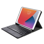 A07B-A Étui en cuir avec clavier Bluetooth à capuchons carrés et texture en peau d'agneau et commande tactile pour iPad, pour iPad 9.7 2018 & 2017 / Pro 9.7 pouces / Air 2, pour iPad Pro 10.5 pouces / 10.2 2021 & 2020 & 2019 / Air 3