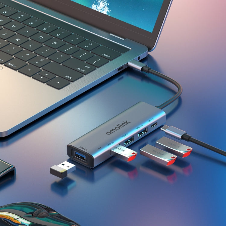 Station d'accueil multifonction amalink 95119D Type-C / USB-C vers 4 ports USB + PD 3.0, 95119D