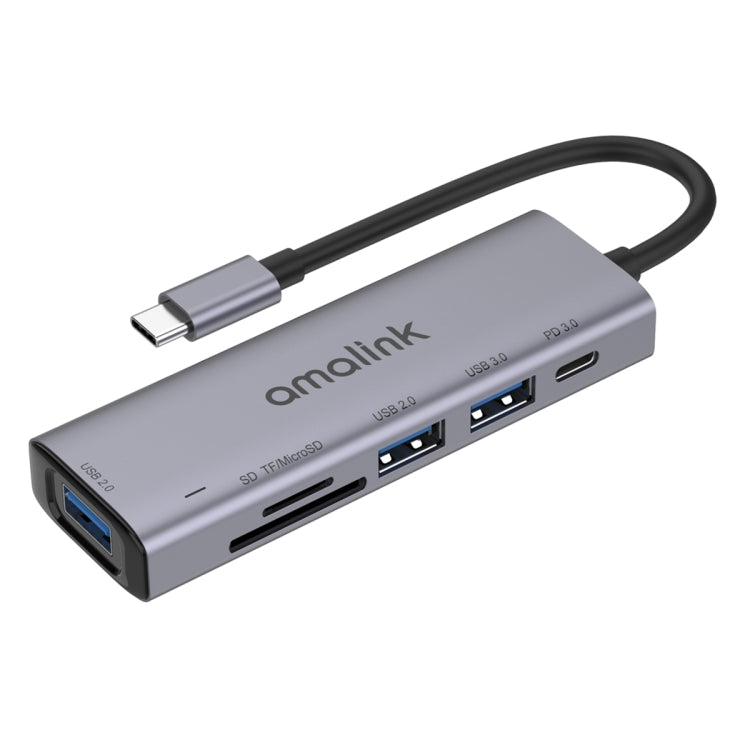 Station d'accueil multifonction amalink 95120D Type-C / USB-C vers SD/TF + 3 ports USB + PD 3.0, 95120D