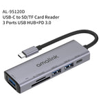 Station d'accueil multifonction amalink 95120D Type-C / USB-C vers SD/TF + 3 ports USB + PD 3.0, 95120D