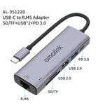 Hub multifonction amalink 95122D Type-C / USB-C vers RJ45 + 2 ports USB + PD 3.0, 95122D