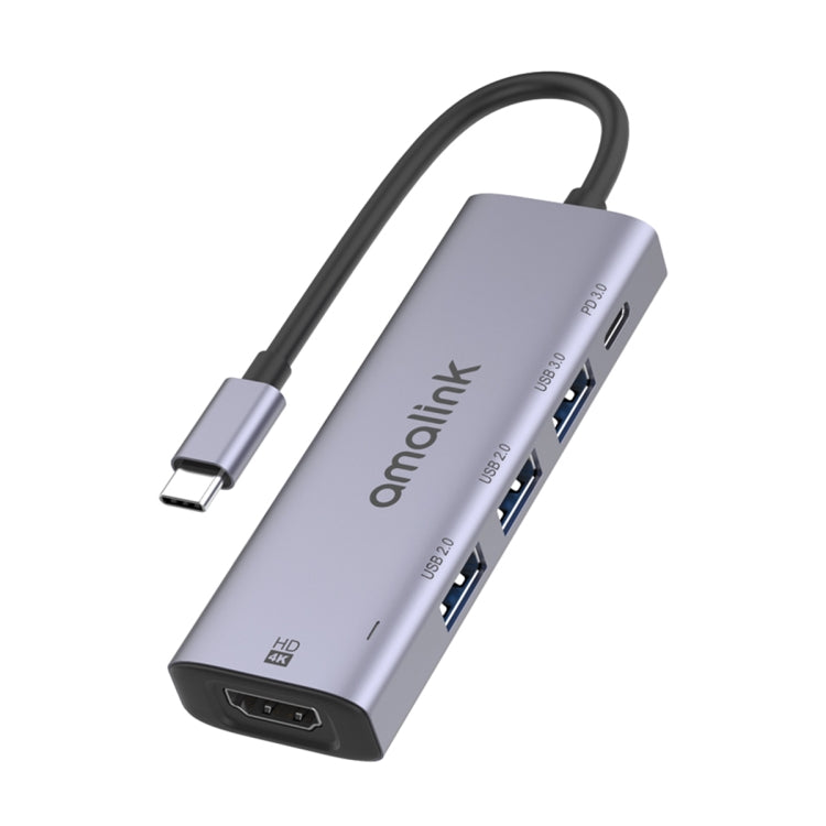Hub multifonction amalink 95123D Type-C / USB-C vers HDMI + 3 ports USB + PD 3.0, 95123D