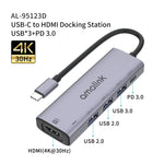 Hub multifonction amalink 95123D Type-C / USB-C vers HDMI + 3 ports USB + PD 3.0, 95123D