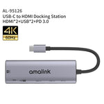 Hub multifonction amalink 95126 Type-C / USB-C vers double HDMI + 2 ports USB + PD 3.0, 95126