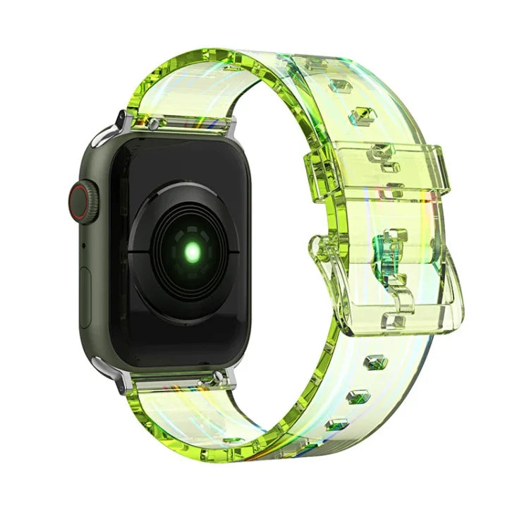 Bracelet de montre en silicone transparent coloré pour Apple Watch Series, 7 45mm / 6 & SE & 5 & 4 44mm / 3 & 2 & 1 42mm, 7 41mm / 6 & SE & 5 & 4 40mm / 3 & 2 & 1 38mm