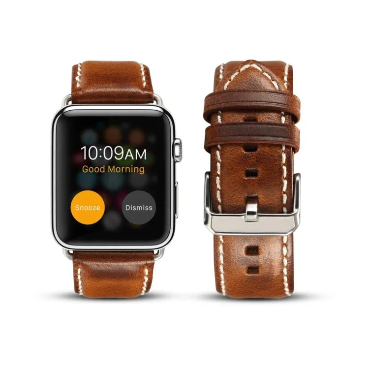 Bracelet de montre en cuir de vachette rétro huilé, pour Apple Watch Series, pour Apple Watch Series 5