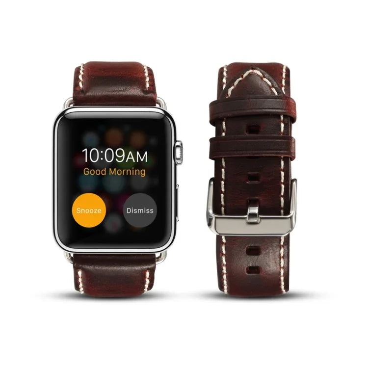 Bracelet de montre en cuir de vachette rétro huilé, pour Apple Watch Series, pour Apple Watch Series 5