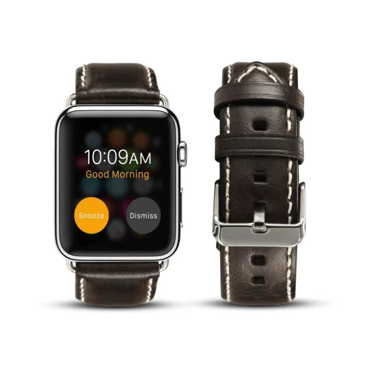 Bracelet de montre en cuir de vachette rétro huilé, pour Apple Watch Series, pour Apple Watch Series 5