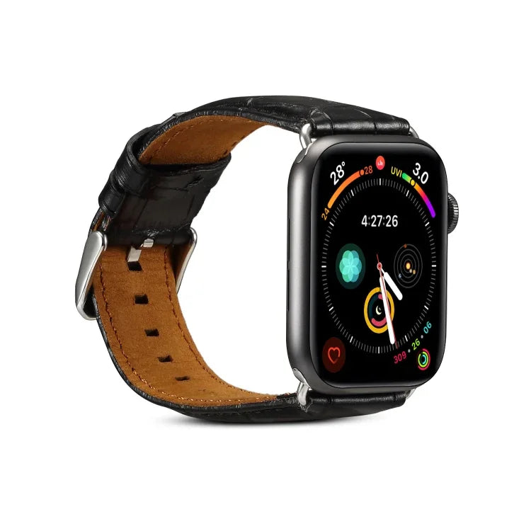 Bracelet de montre en cuir de vachette texture crocodile, pour Apple Watch Series, pour Apple Watch Series 5