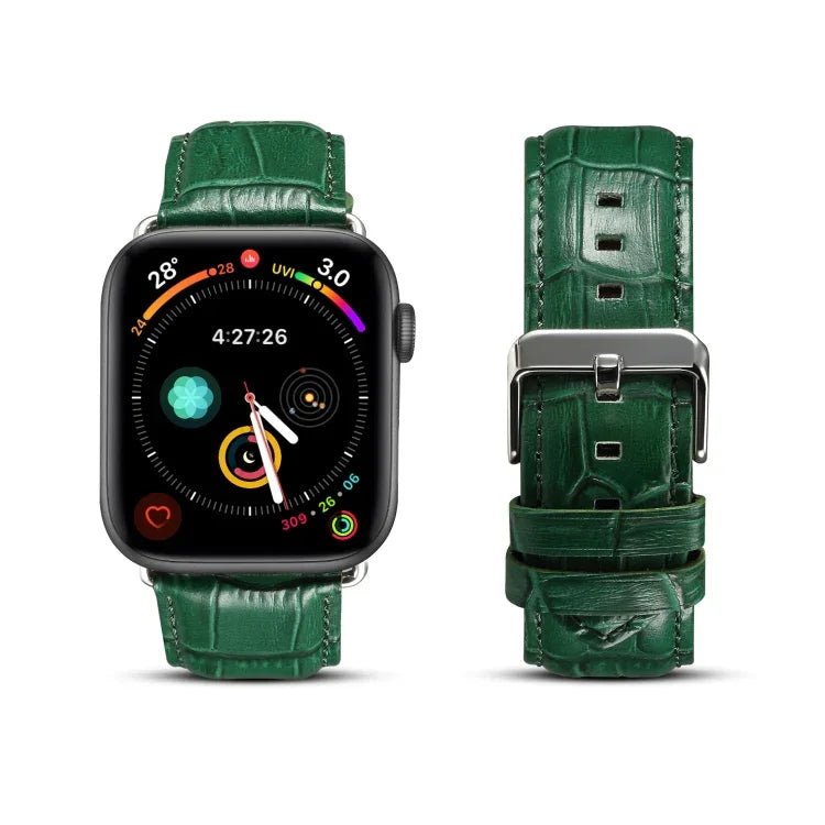 Bracelet de montre en cuir de vachette texture crocodile, pour Apple Watch Series, pour Apple Watch Series 5