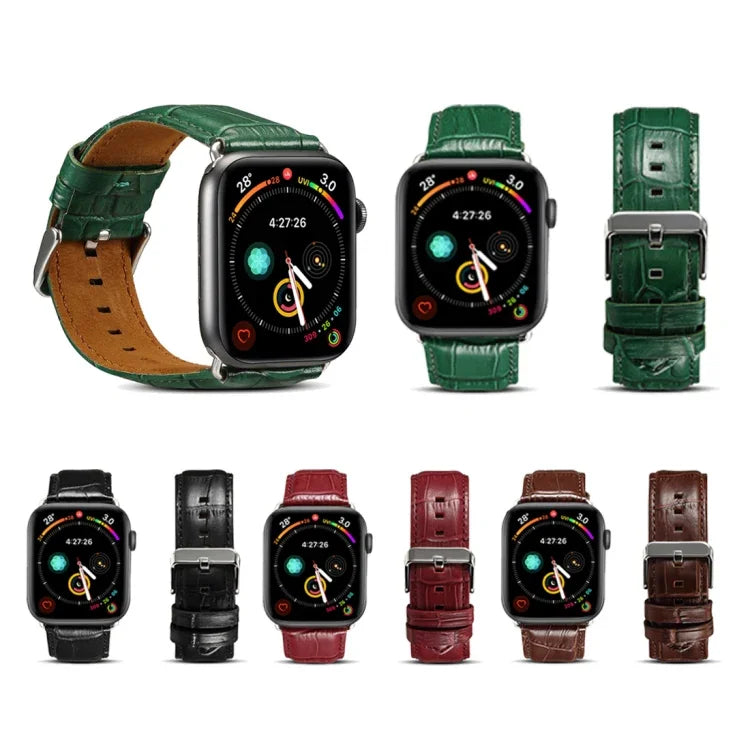 Bracelet de montre en cuir de vachette texture crocodile, pour Apple Watch Series, pour Apple Watch Series 5