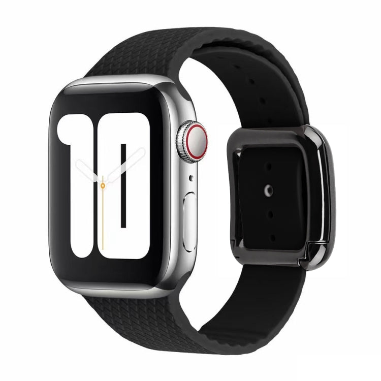 Bracelet de montre en silicone à boucle noire pour Apple Watch Series, 7 41 mm / 6&SE&5&4 40 mm / 3&2&1 38 mm