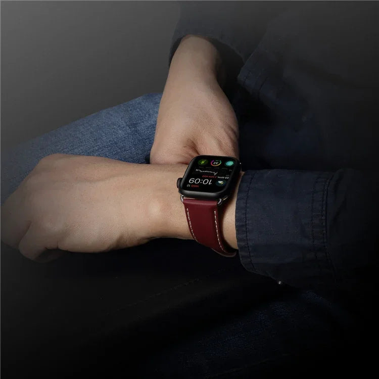 Bracelet de montre en cuir véritable, respectueux de l'environnement, pour Apple Watch Series, pour Apple Watch Series 5